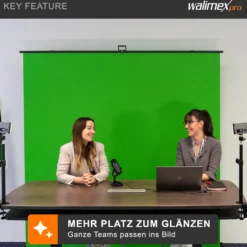 Walimex pro Roll-up Panel Hintergrund grün 210 x 220 cm, Greenscreen Fotohintergrund mit Transportbox, Hintergrundsystem für Fotostudio, knitterfreie Fotoleinwand ideal für Chromakeying