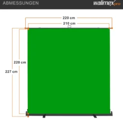 Walimex pro Roll-up Panel Hintergrund grün 210 x 220 cm, Greenscreen Fotohintergrund mit Transportbox, Hintergrundsystem für Fotostudio, knitterfreie Fotoleinwand ideal für Chromakeying