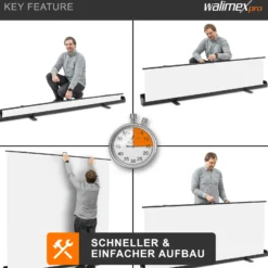 Walimex pro Roll-up Panel Hintergrund weiß 210 x 220 cm, Fotohintergrund mit Transportbox, Hintergrundsystem für Fotostudio, knitterfreie Fotoleinwand ideal für Freistellen und High-Key-Fotografie