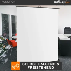 Walimex pro Roll-up Panel Hintergrund weiß 210 x 220 cm, Fotohintergrund mit Transportbox, Hintergrundsystem für Fotostudio, knitterfreie Fotoleinwand ideal für Freistellen und High-Key-Fotografie