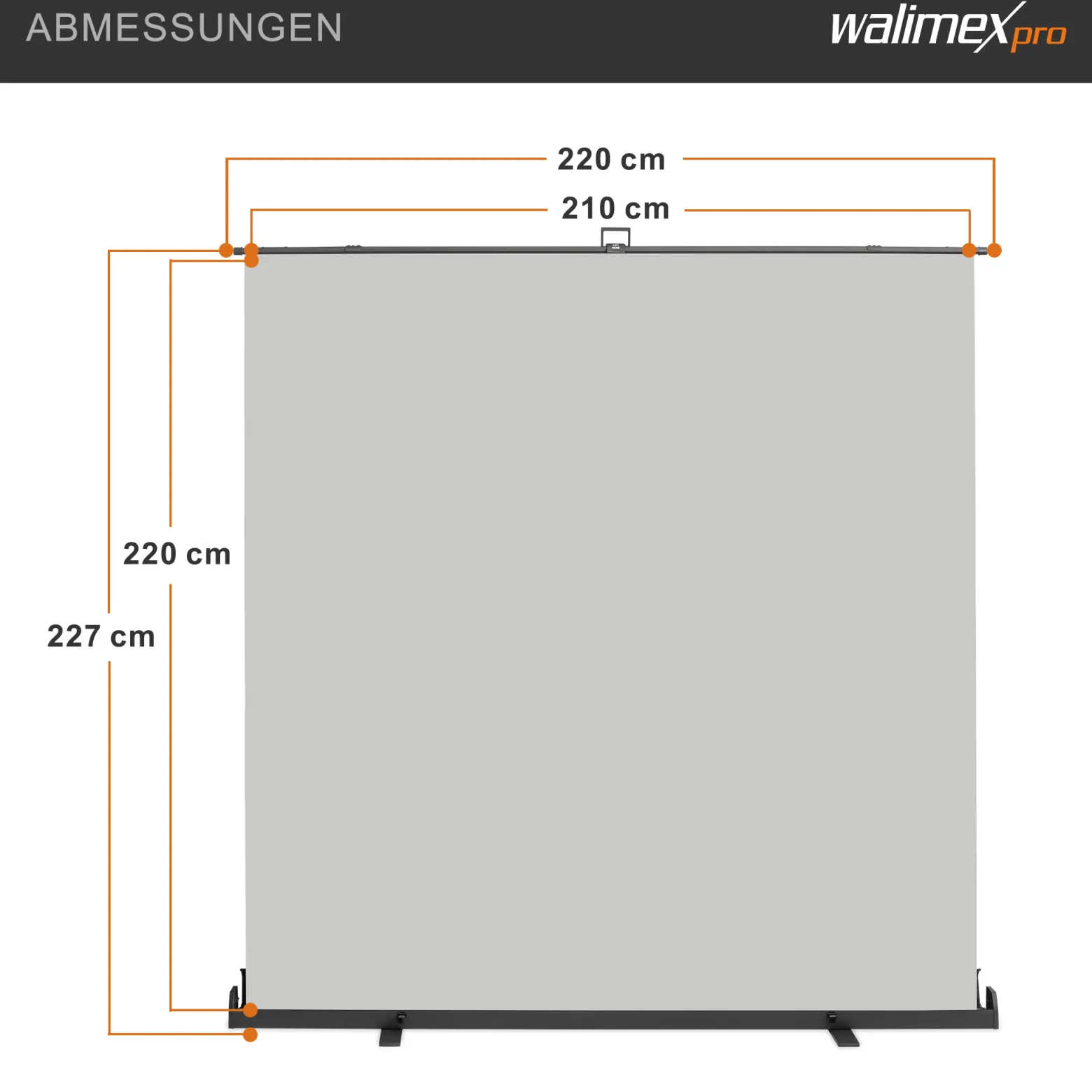 Walimex pro Roll-up Panel Hintergrund grau 210 x 220 cm, Fotohintergrund mit Transportbox, Hintergrundsystem für Fotostudio, knitterfreie Fotoleinwand ideal für Portraits und dezente Lichtakzente