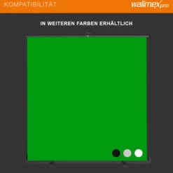 Walimex pro Roll-up Panel Hintergrund grau 210 x 220 cm, Fotohintergrund mit Transportbox, Hintergrundsystem für Fotostudio, knitterfreie Fotoleinwand ideal für Portraits und dezente Lichtakzente