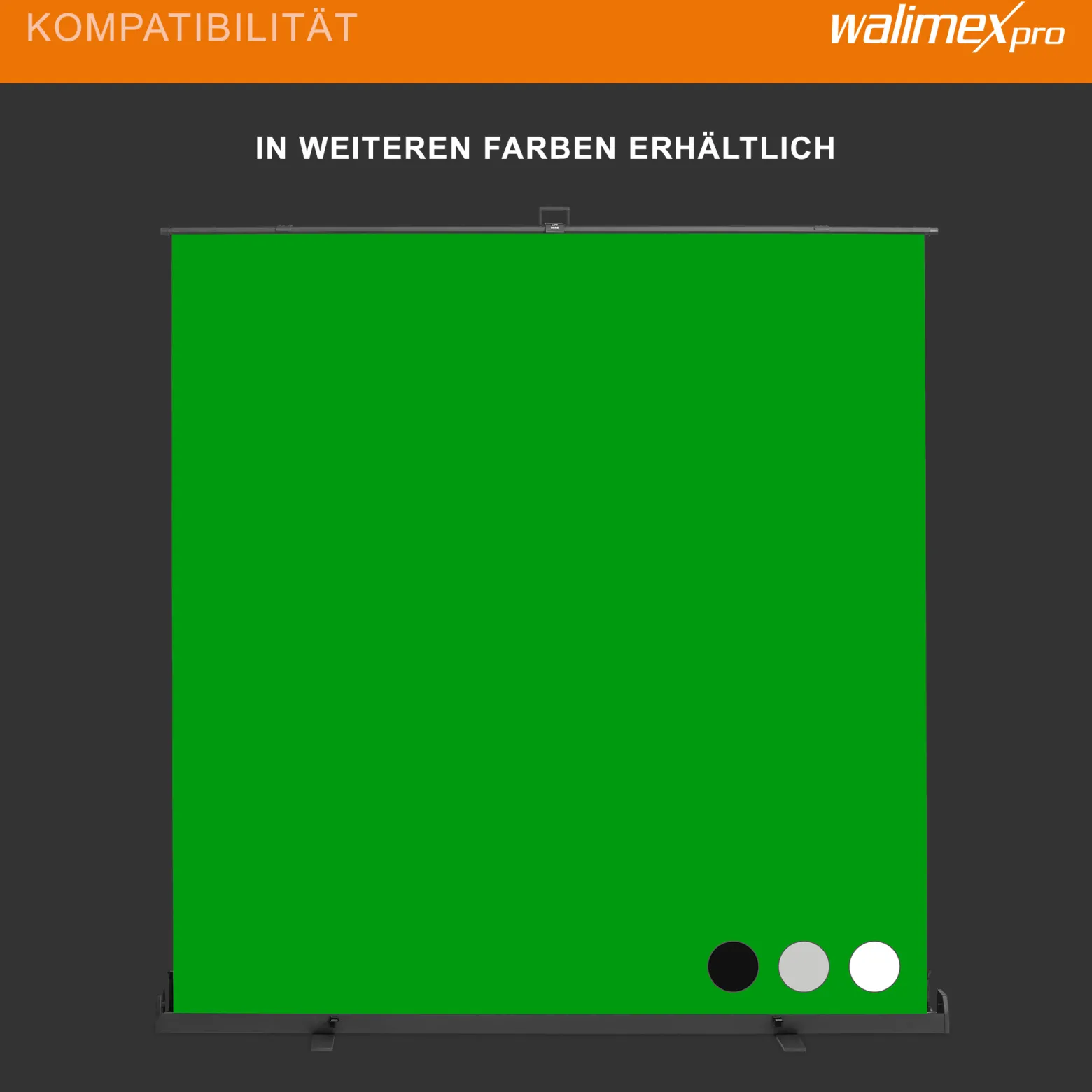 Walimex pro Roll-up Panel Hintergrund grau 210 x 220 cm, Fotohintergrund mit Transportbox, Hintergrundsystem für Fotostudio, knitterfreie Fotoleinwand ideal für Portraits und dezente Lichtakzente