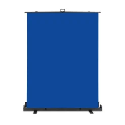 Walimex pro Roll-up Panel Hintergrund blau 155 x 200 cm, Fotohintergrund mit Transportbox, Hintergrundsystem für Fotostudio, knitterfreie Fotoleinwand ideal für Freistellen und Chromakeying