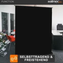 Walimex pro Roll-up Panel Hintergrund schwarz 210 x 220 cm, Fotohintergrund mit Transportbox, Hintergrundsystem für Fotostudio, knitterfreie Fotoleinwand ideal für Low-Key-Fotografie und Portraits