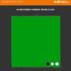 Walimex pro Roll-up Panel Hintergrund schwarz 210 x 220 cm, Fotohintergrund mit Transportbox, Hintergrundsystem für Fotostudio, knitterfreie Fotoleinwand ideal für Low-Key-Fotografie und Portraits