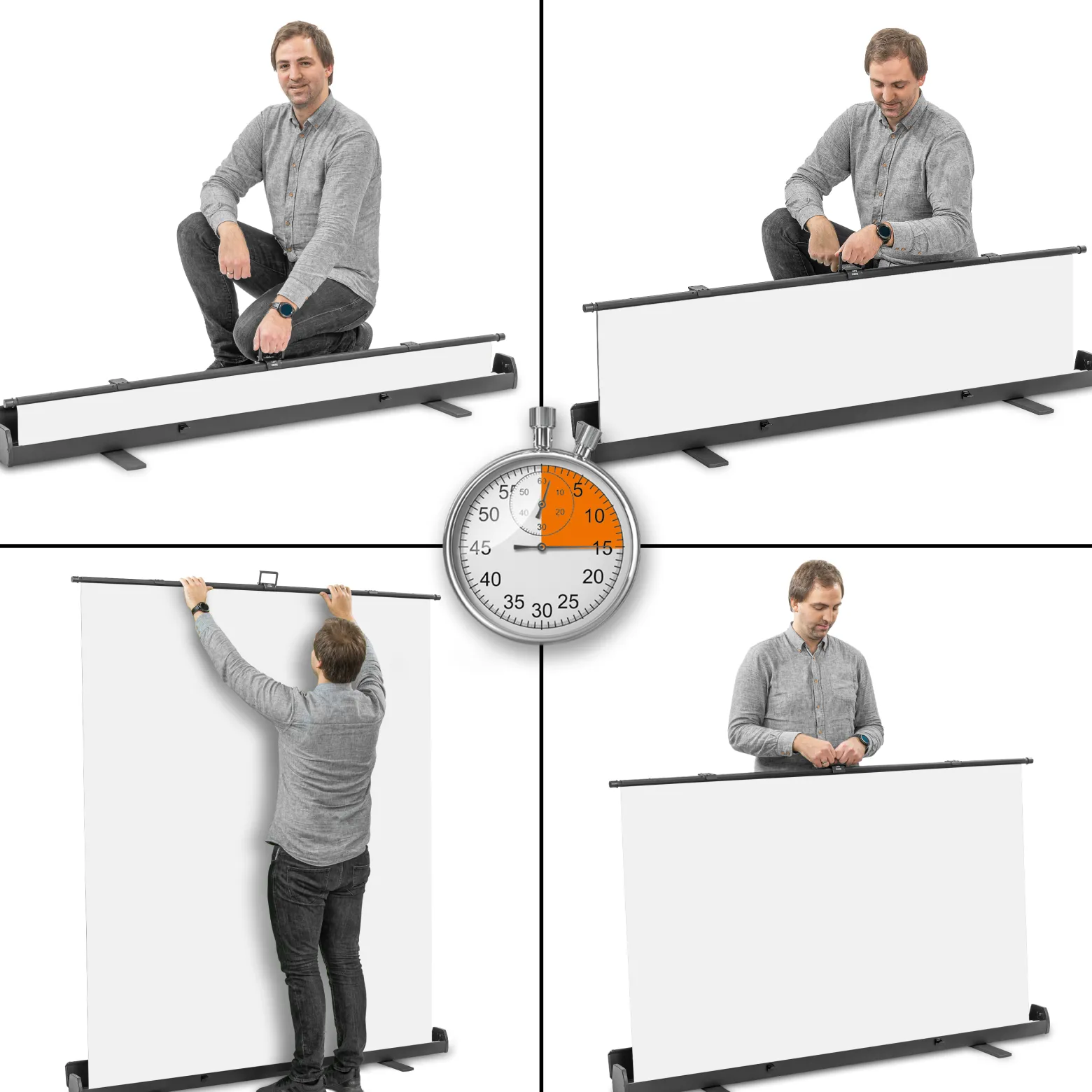 Walimex pro Roll-up Panel Hintergrund weiß 165 x 220 cm, Fotohintergrund mit Transportbox, Hintergrundsystem für Fotostudio, knitterfreie Fotoleinwand ideal für Freistellen und High-Key-Fotografie