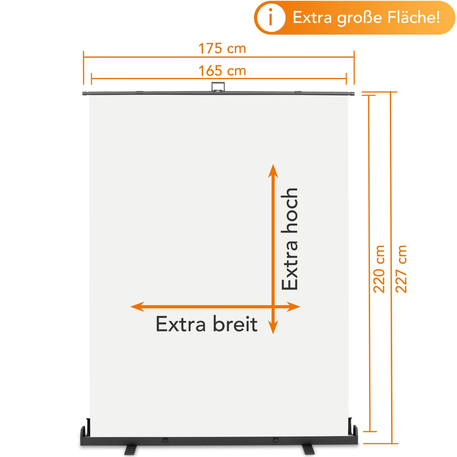 Walimex pro Roll-up Panel Hintergrund weiß 165 x 220 cm, Fotohintergrund mit Transportbox, Hintergrundsystem für Fotostudio, knitterfreie Fotoleinwand ideal für Freistellen und High-Key-Fotografie