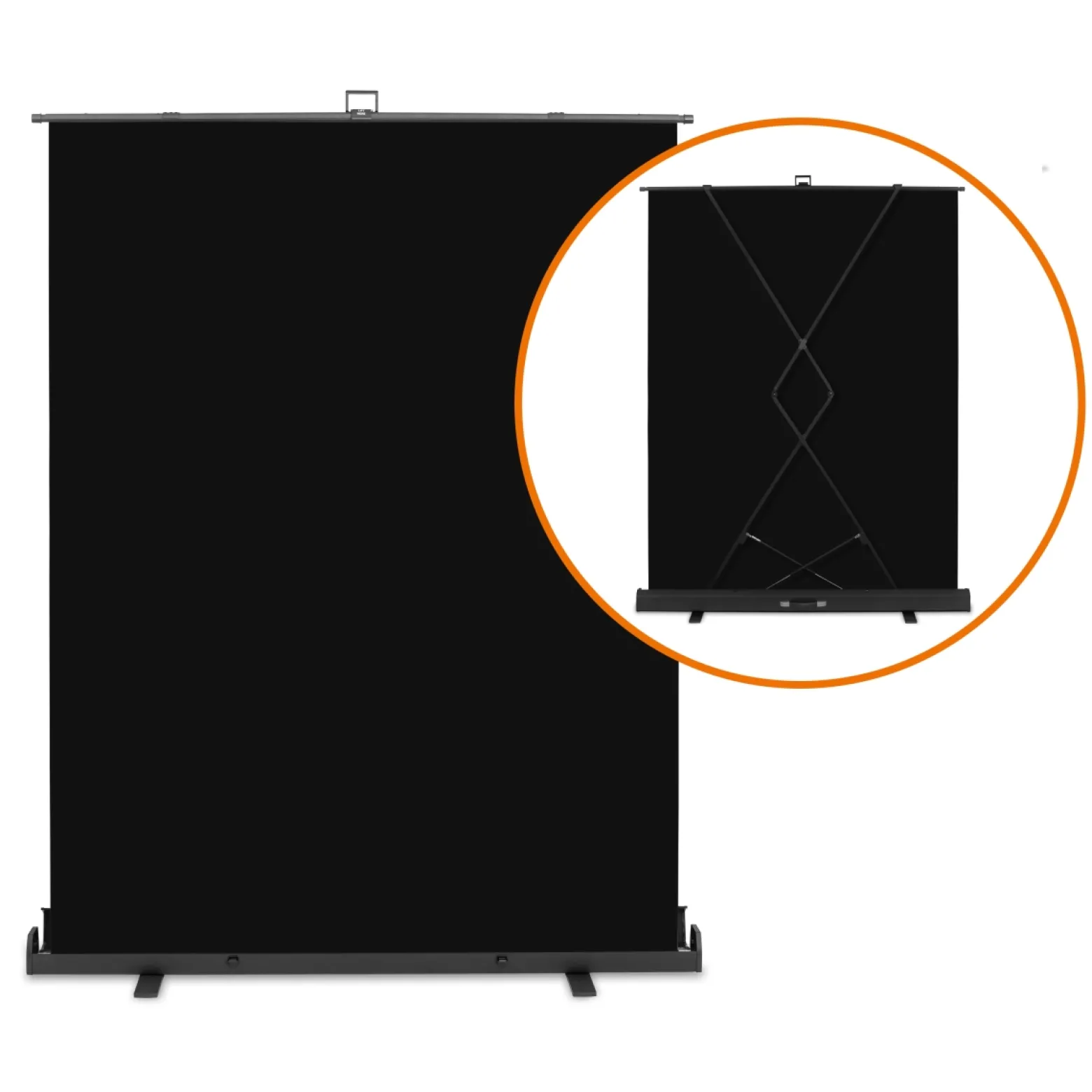 Walimex pro Roll-up Panel Hintergrund schwarz 165 x 220 cm, Fotohintergrund mit Transportbox, Hintergrundsystem für Fotostudio, knitterfreie Fotoleinwand ideal für Low-Key-Fotografie und Portraits