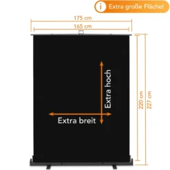 Walimex pro Roll-up Panel Hintergrund schwarz 165 x 220 cm, Fotohintergrund mit Transportbox, Hintergrundsystem für Fotostudio, knitterfreie Fotoleinwand ideal für Low-Key-Fotografie und Portraits