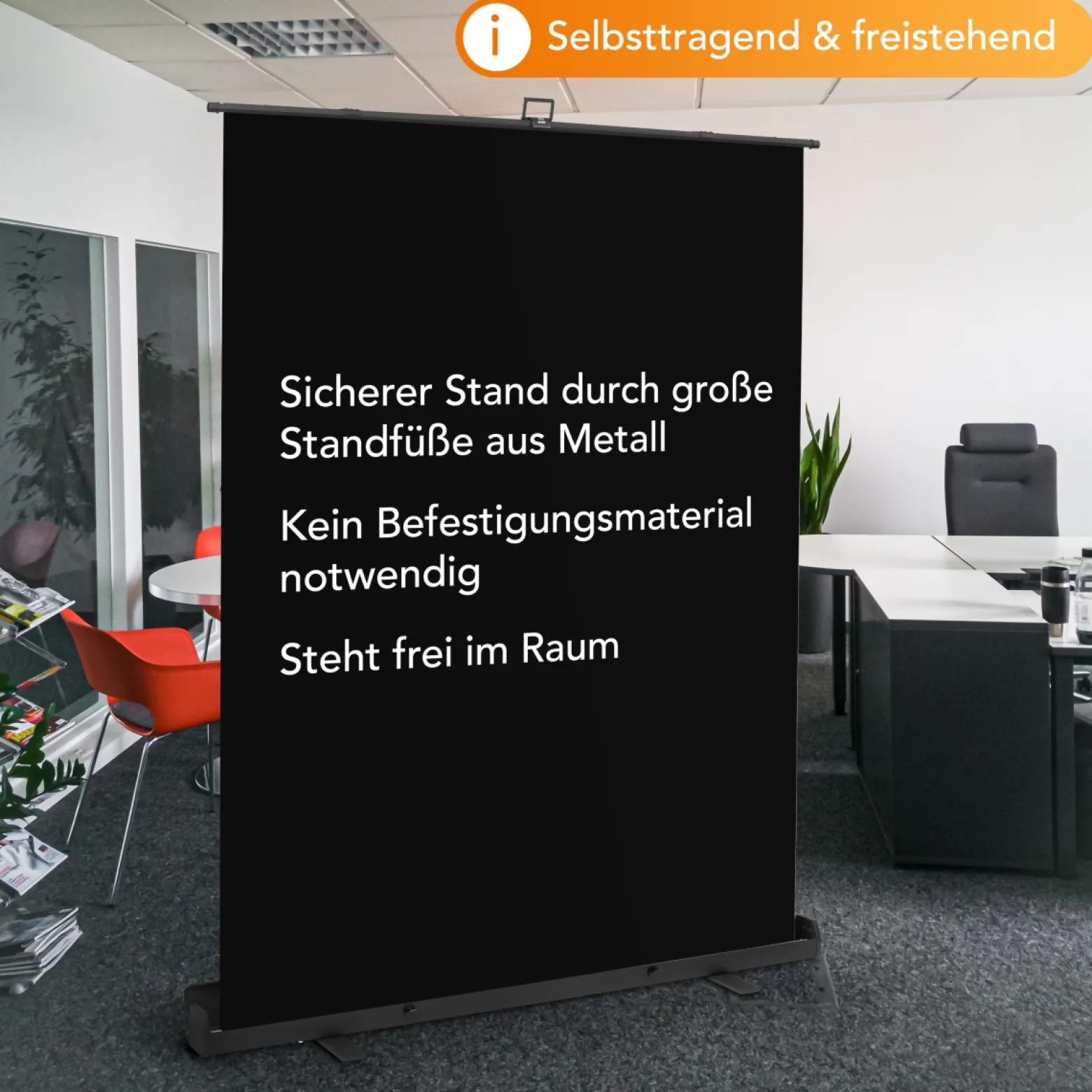 Walimex pro Roll-up Panel Hintergrund schwarz 165 x 220 cm, Fotohintergrund mit Transportbox, Hintergrundsystem für Fotostudio, knitterfreie Fotoleinwand ideal für Low-Key-Fotografie und Portraits
