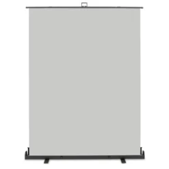 Walimex pro Roll-up Panel Hintergrund grau 165 x 220 cm, Fotohintergrund mit Transportbox, Hintergrundsystem für Fotostudio, knitterfreie Fotoleinwand ideal für Portraits und dezente Lichtakzente