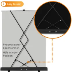 Walimex pro Roll-up Panel Hintergrund grau 165 x 220 cm, Fotohintergrund mit Transportbox, Hintergrundsystem für Fotostudio, knitterfreie Fotoleinwand ideal für Portraits und dezente Lichtakzente
