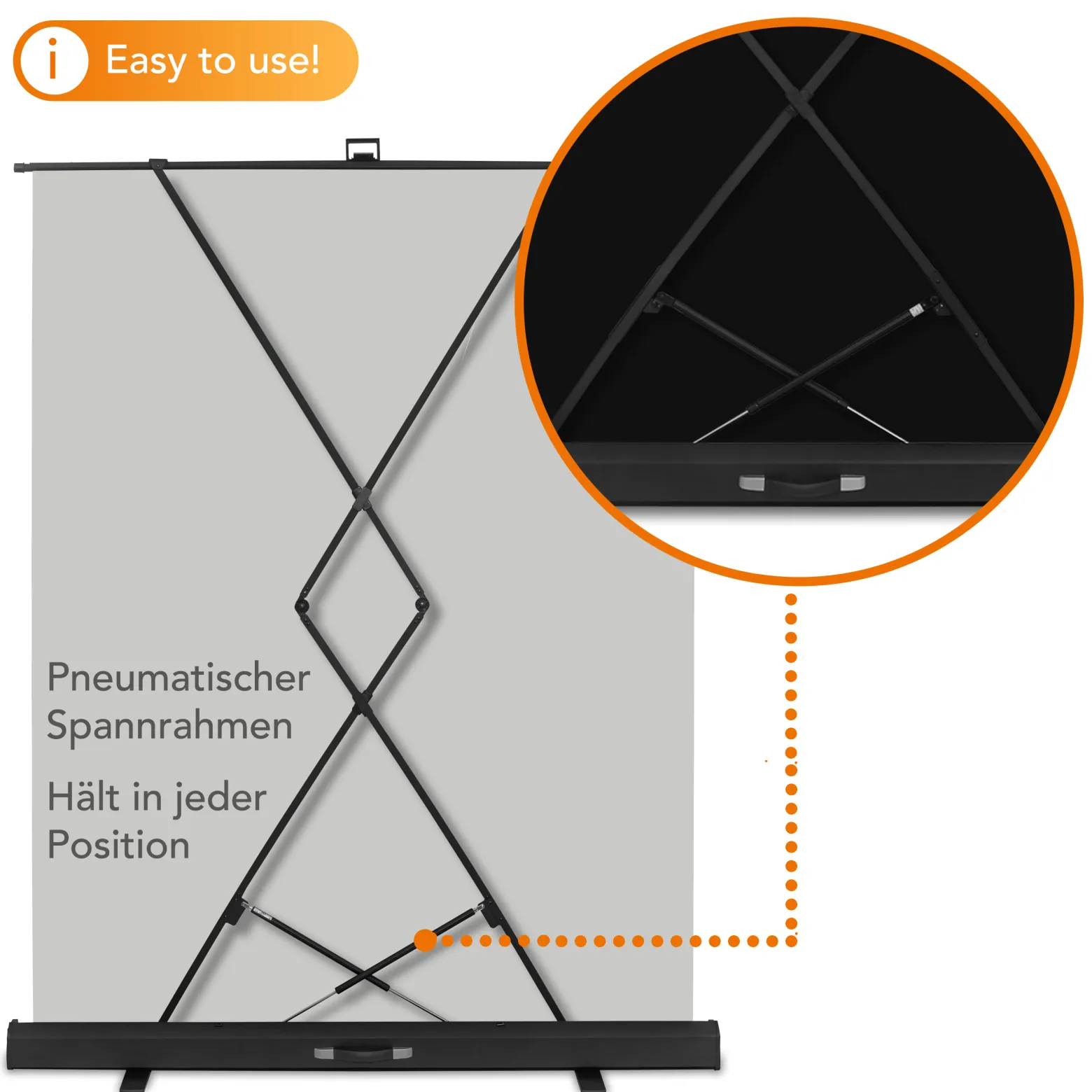 Walimex pro Roll-up Panel Hintergrund grau 165 x 220 cm, Fotohintergrund mit Transportbox, Hintergrundsystem für Fotostudio, knitterfreie Fotoleinwand ideal für Portraits und dezente Lichtakzente