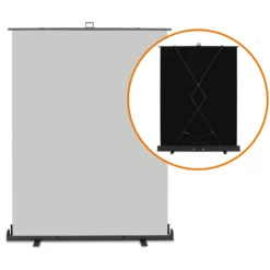 Walimex pro Roll-up Panel Hintergrund grau 165 x 220 cm, Fotohintergrund mit Transportbox, Hintergrundsystem für Fotostudio, knitterfreie Fotoleinwand ideal für Portraits und dezente Lichtakzente