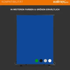 Walimex pro Roll-up Panel Hintergrund grün 165 x 220 cm, Greenscreen Fotohintergrund mit Transportbox, Hintergrundsystem für Fotostudio, knitterfreie Fotoleinwand ideal für Chromakeying