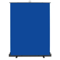 Walimex pro Roll-up Panel Hintergrund blau 165 x 220 cm, Fotohintergrund mit Transportbox, Hintergrundsystem für Fotostudio, knitterfreie Fotoleinwand ideal für Freistellen und Chromakeying