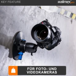 Walimex pro Saugnapf-Stativ inkl. Kugelkopf mit Schnellwechselplatte, Saugnapfhalterung für System- und DSLR Kameras, Action Cam, praktische Kamerahalterung für Auto