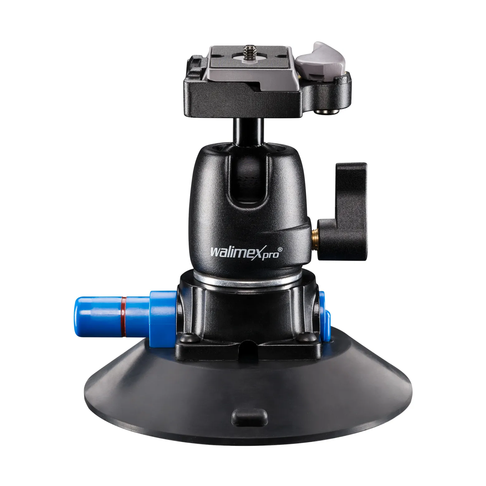 Walimex pro Saugnapf-Stativ inkl. Kugelkopf mit Schnellwechselplatte, Saugnapfhalterung für System- und DSLR Kameras, Action Cam, praktische Kamerahalterung für Auto