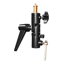 Walimex pro Schirmhalter neigbar mit Spigotaufnahme bis 3,5 kg belastbar, großer Blitzhalter für Durchlichtschirm und Reflexschirm, inkl. 1/4 und 3/8 Zoll Spigotadapter
