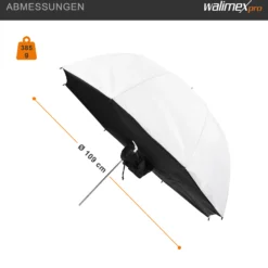 Walimex pro Schirmsoftbox Durchlicht Ø 109 cm, Softbox mit weißer Reflexschicht ideal für Porträt- und Produktfotografie, Lichtformer für Studioblitz inkl. Transporttasche