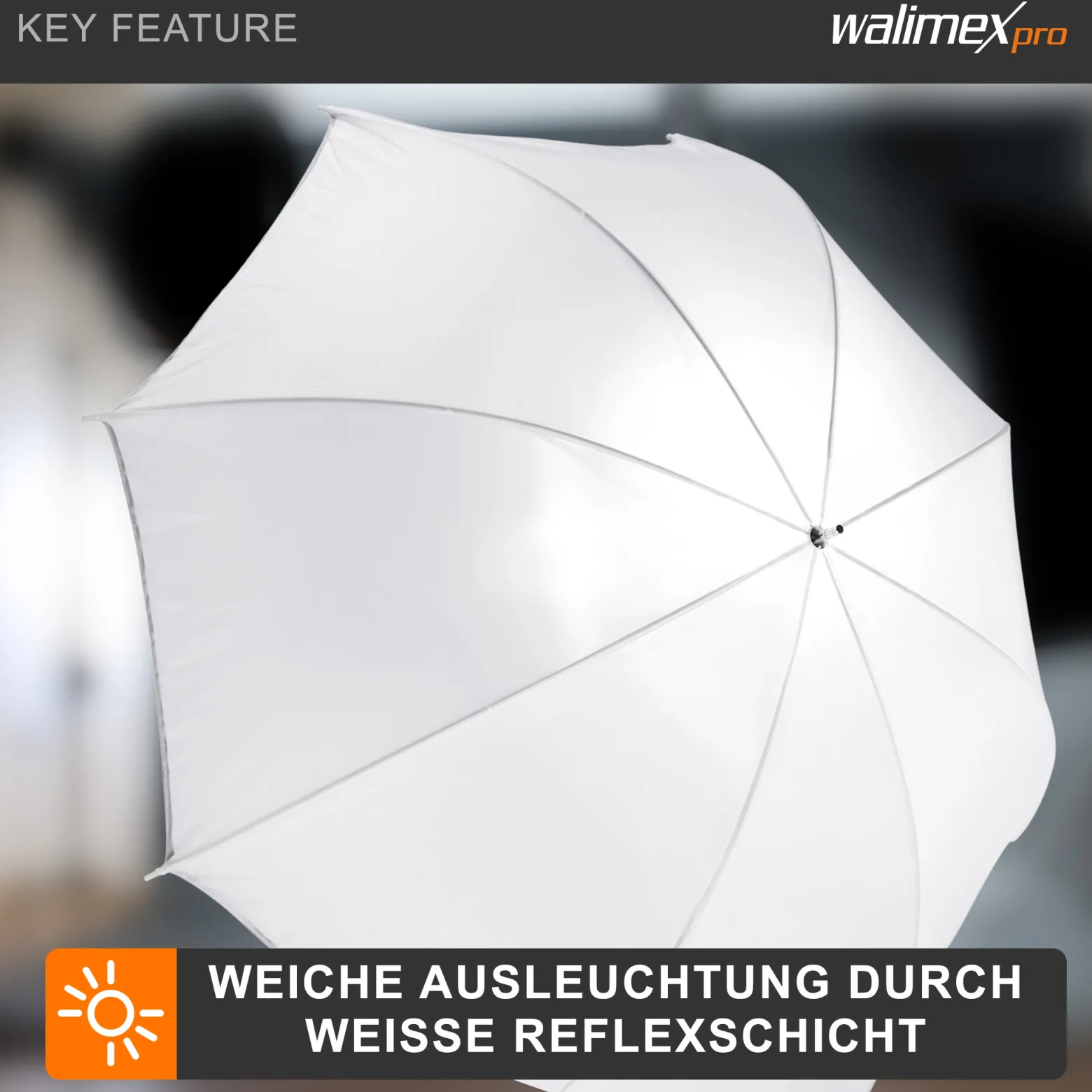 Walimex pro Schirmsoftbox Durchlicht Ø 109 cm, Softbox mit weißer Reflexschicht ideal für Porträt- und Produktfotografie, Lichtformer für Studioblitz inkl. Transporttasche