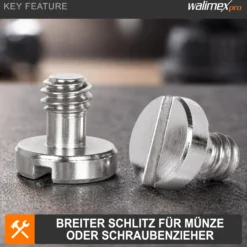 Walimex pro Schnellwechselplatte für Advanced 173 SH Videostativ – Ersatz Schnellwechsel Kameraplatte, Aluminium, Gummierung, 100x40x10 mm, 1/4 Zoll Kamera Anschlussschraube