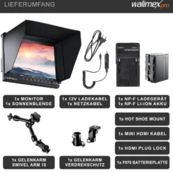 Walimex pro Set Full HD Monitor Director III - 7 Zoll / 17 x 176 x 130 mm - Akku / 1/4