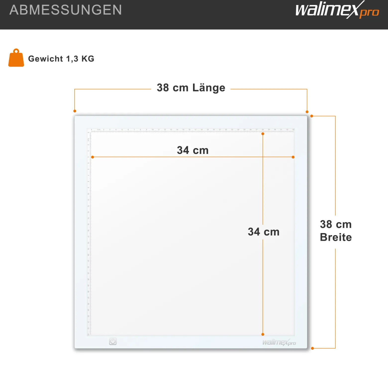 Walimex pro Shining White 380 LED Leuchttisch 15 W, Lightpad 38 x 38 cm, dimmbarer Lichttisch mit 5600 K Farbtemperatur, Zeichenbrett zum Abpausen, Malen, Zeichnen