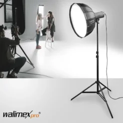 Walimex pro SL Beauty Dish Softbox QA105 Ø 105 cm kompatibel mit Aurora Bowens, Lichtformer mit Grid und Diffusoren, Reflektor für Fotografie