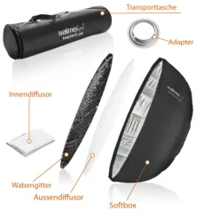 Walimex pro SL Beauty Dish Softbox QA105 Ø 105 cm kompatibel mit Aurora Bowens, Lichtformer mit Grid und Diffusoren, Reflektor für Fotografie