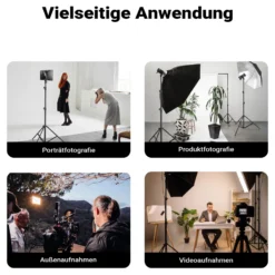 Walimex pro SmartLift Lampenstativ SL-300 Lichtstativ höhenverstellbar bis 3 m mit 7,5 kg Tragkraft, Aluminium Studiostativ mit Luftfederung