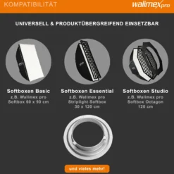 Walimex pro Softboxadapter kompatibel mit Aurora/Bowens - 152 x 152 x 30 mm - Metall - Lichtformer Adapter für Walimex RD, kompatibel mit Aurora Fusion, kompatibel mit Genesis