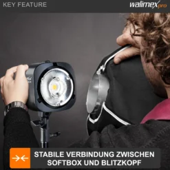 Walimex pro Softboxadapter kompatibel mit Aurora/Bowens - 152 x 152 x 30 mm - Metall - Lichtformer Adapter für Walimex RD, kompatibel mit Aurora Fusion, kompatibel mit Genesis