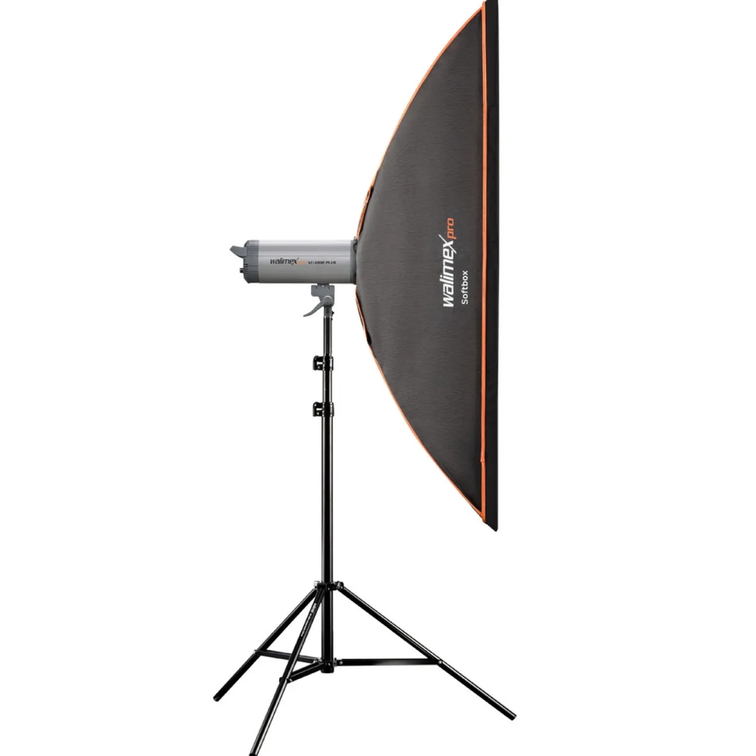 Walimex pro Softbox Orange Line 25 x 150 cm für weiches Licht, Lichtformer um 360° drehbar, inkl. Diffusoren und Transporttasche, ideal für Produkt- und Peoplefotografie