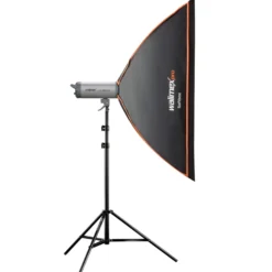 Walimex pro Softbox Orange Line 75 x 150 cm, Soft Box 360° drehbar, Lichtformer für Foto und Video, inkl. Diffusor ideal für Fotostudio