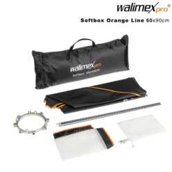 Walimex pro Softbox Orange Line 60 x 90 cm, Soft Box 360° drehbar, Lichtformer für Foto und Video, inkl. Diffusor ideal für Fotostudio