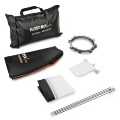 Walimex pro Softbox Orange Line 40x40, um 360° drehbar, einfacher Aufbau, inkl. Diffusoren und Tasche, ideal für Produkt- und Peoplefotografie - schwarz-weiß - inkl. Adapters für Aurora/Bowens