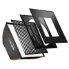 Walimex pro Softbox PLUS Orange Line 60 x 60 cm - schneller Aufbau, 360° drehbar, inkl. Diffusoren, Grid, Maske, Tasche, ideal für Produkt-, Beauty- & Peoplefotografie