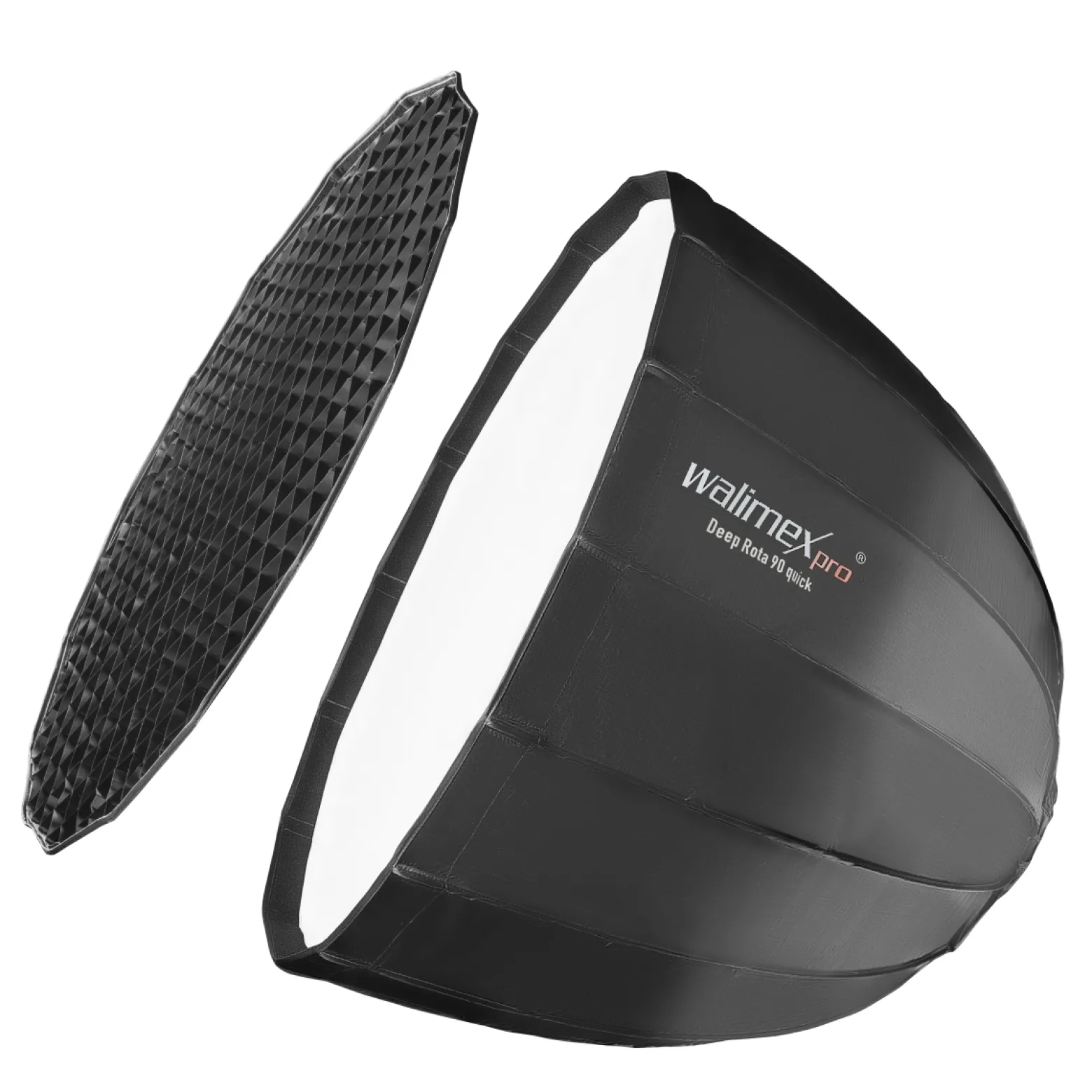 Walimex pro Softbox Studio Line Deep Rota QA90 - 700 x 900 x 900 mm - mit Quick Assemble System, Grid, Diffusoren und Tasche - inkl. Adapters für Aurora/Bowens