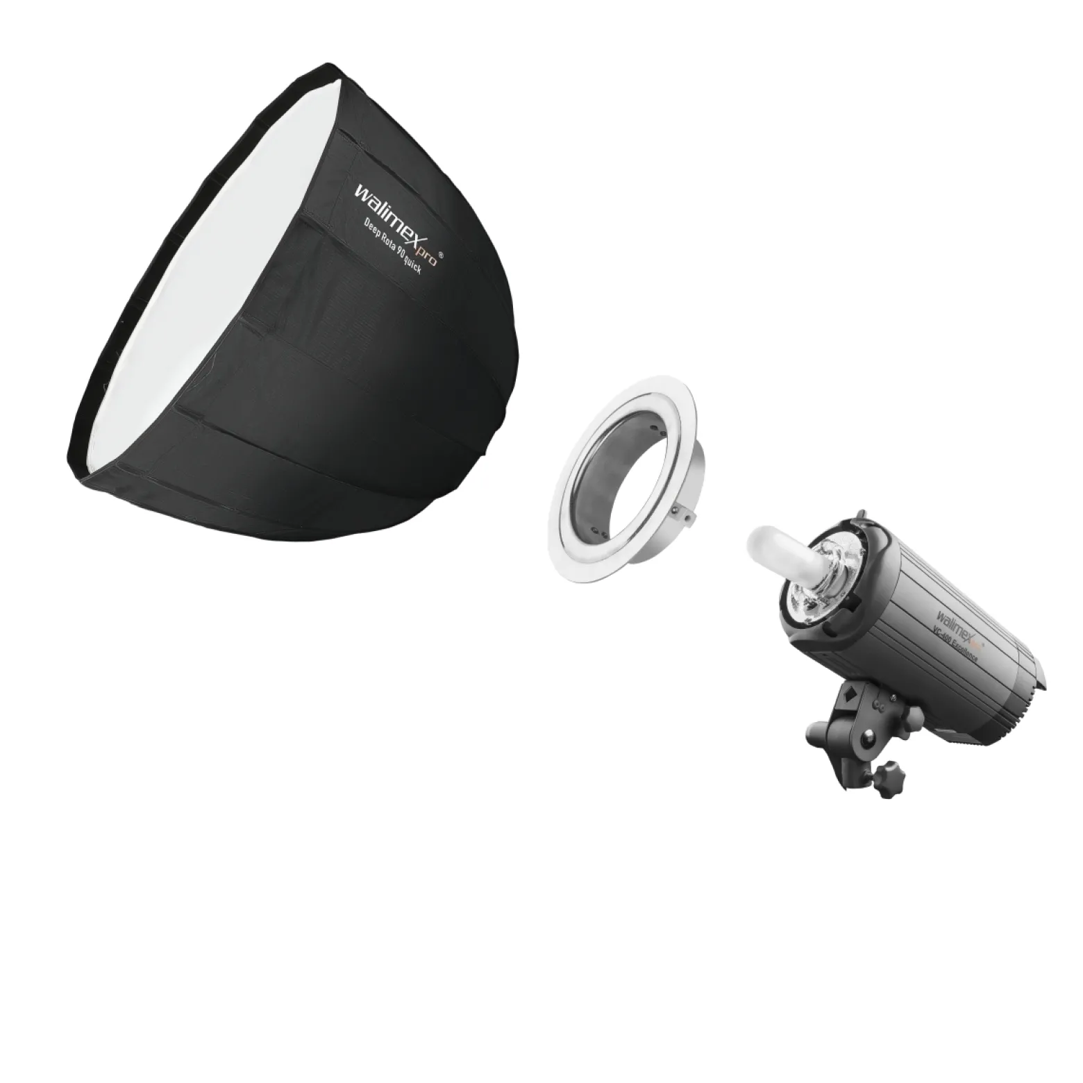 Walimex pro Softbox Studio Line Deep Rota QA90 - 700 x 900 x 900 mm - mit Quick Assemble System, Grid, Diffusoren und Tasche - inkl. Adapters für Elinchrom