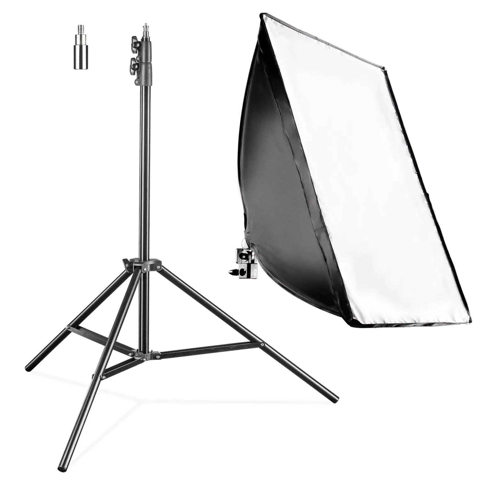 Walimex Pro Softbox 40 x 60 cm mit 35 W LED Set inkl. FT-8051 Lampenstativ bis 260 cm Höhe, Studioleuchte 5000 K Tageslicht plus Lichtstativ mit Federdämpfung