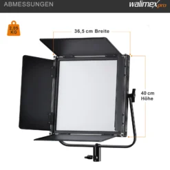Walimex pro Soft LED Brightlight 520 Bi-Color Flächenleuchte, 40 W Videoleuchte mit Farbtemperatur 3200-5600 K, Studioleuchte mit LCD-Display, Flächenlicht Akku Anschlüssen