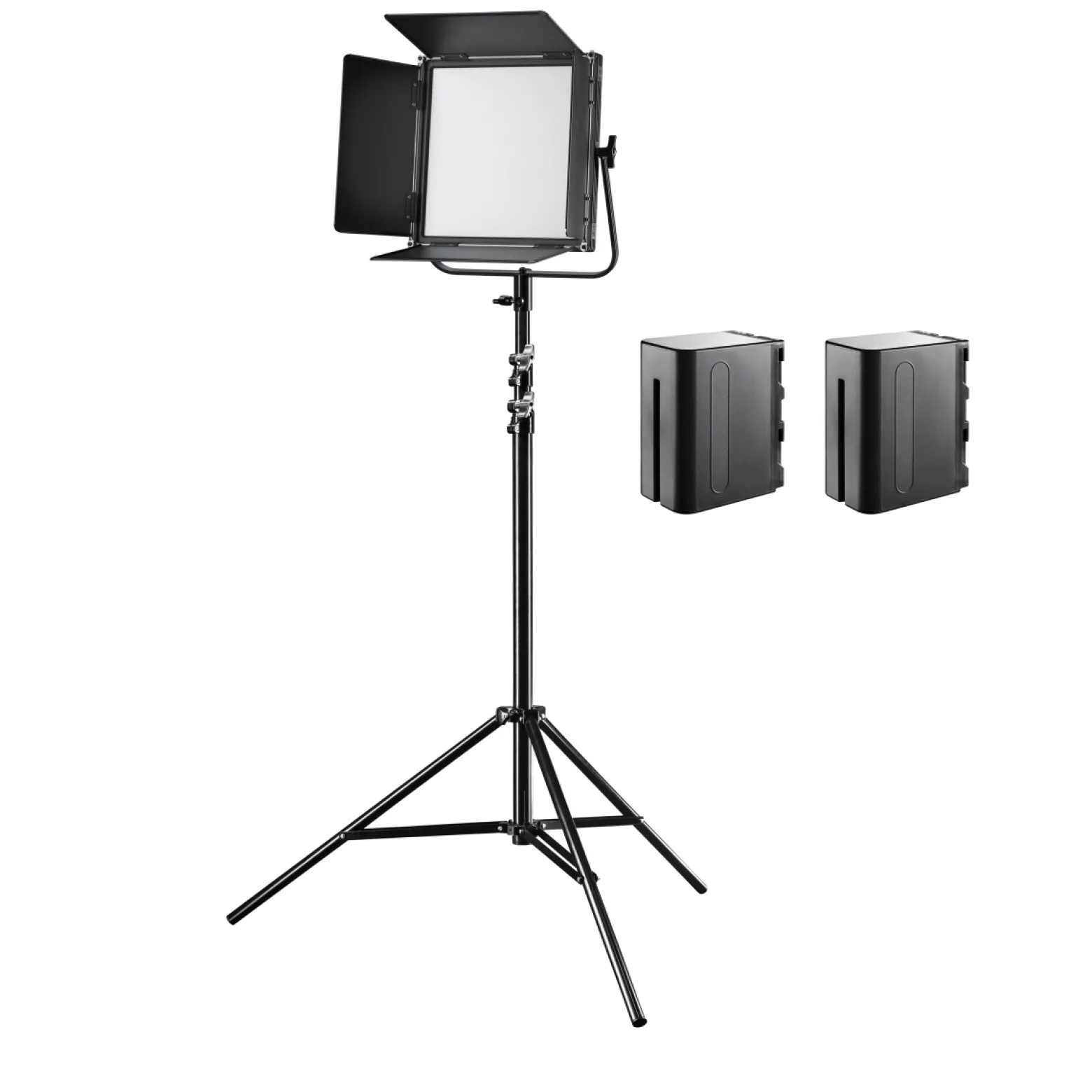 Walimex pro Soft LED Brightlight 520 Bi-Color Flächenleuchte inkl. Lampenstativ und Akkus, 40 W Videoleuchte mit Farbtemperatur 3200-5600 K, Studioleuchte mit LCD-Display