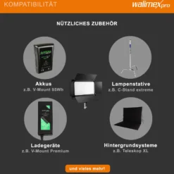 Walimex pro Soft LED Brightlight 1400 Bi-Color Flächenleuchte Square, 100 W Videoleuchte mit Lichtkappen, Studioleuchte mit LCD-Display, Flächenlicht mit DMX und V-Mount Akku Anschlüssen