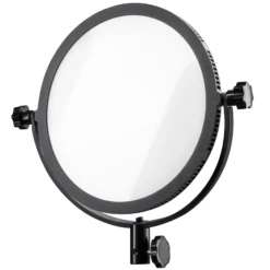 Walimex pro Soft LED 300 Round Bi-Color Flächenleuchte, leistungsstarke Videoleuchte 30 W, runde Studioleuchte mit U-Halterung, LED Leuchte mit Farbtemperatur 3200-5600 K