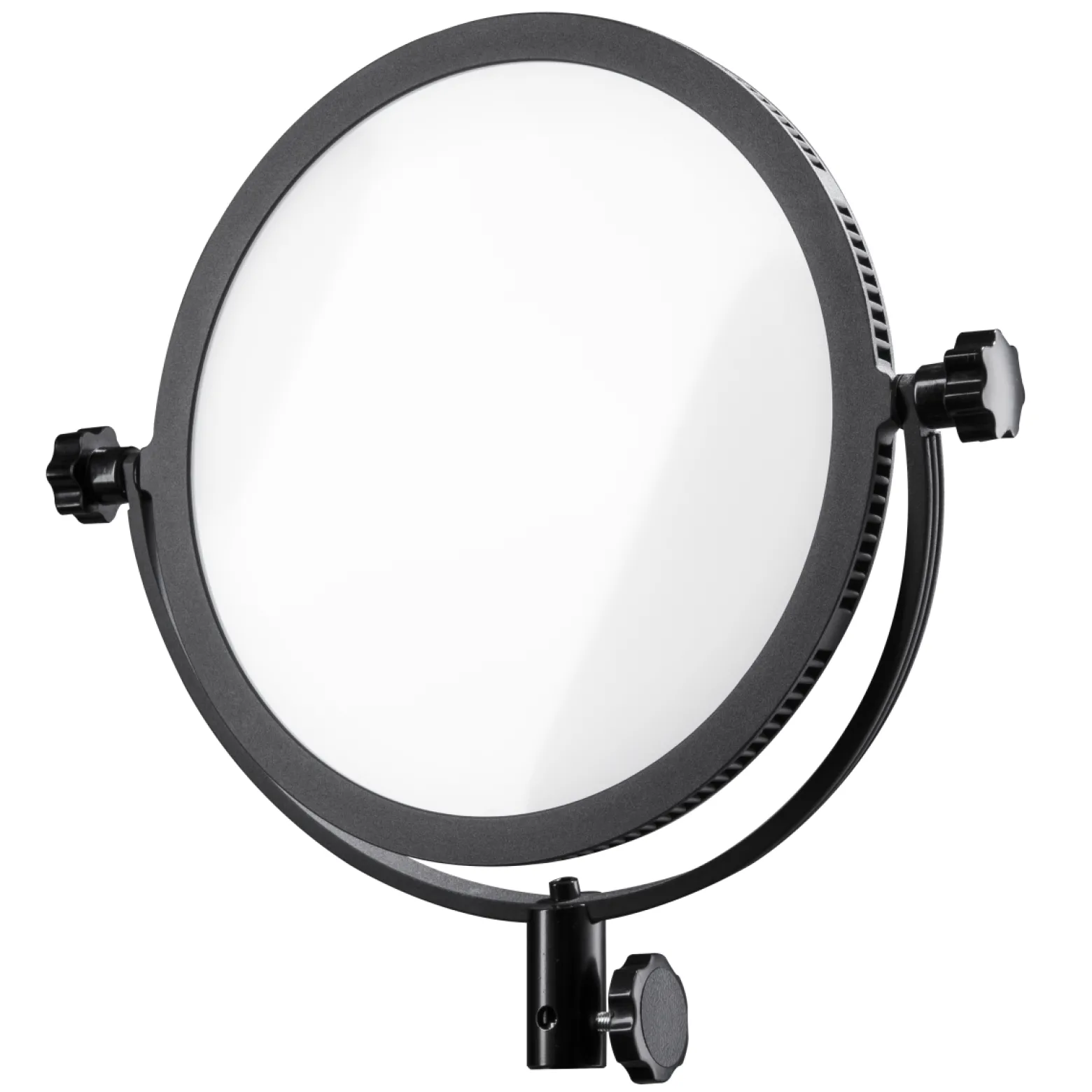 Walimex pro Soft LED 300 Round Bi-Color Flächenleuchte, leistungsstarke Videoleuchte 30 W, runde Studioleuchte mit U-Halterung, LED Leuchte mit Farbtemperatur 3200-5600 K
