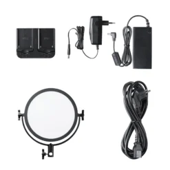 Walimex pro Soft LED 300 Round Bi-Color Flächenleuchte, leistungsstarke Videoleuchte 30 W, runde Studioleuchte mit U-Halterung, LED Leuchte mit Farbtemperatur 3200-5600 K