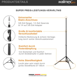 Walimex pro Soft LED 300 Round Bi Color Set – Professionelle LED Foto- und Videoleuchte, 30W, stufenlose Dimmung, 3200-5600K Farbtemperatur, 120 LED, 2x NP-F 960 Akkus, Stativ, U-Halterung & Koffer