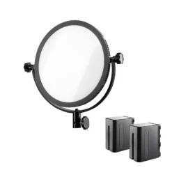 Walimex pro Soft LED 300 Round Bi-Color LED Flächenleuchte 30 W dimmbar 3200–5600 K inkl. 2 NP-F 960 Akkus Ladegerät und Transporttasche für Foto und Video
